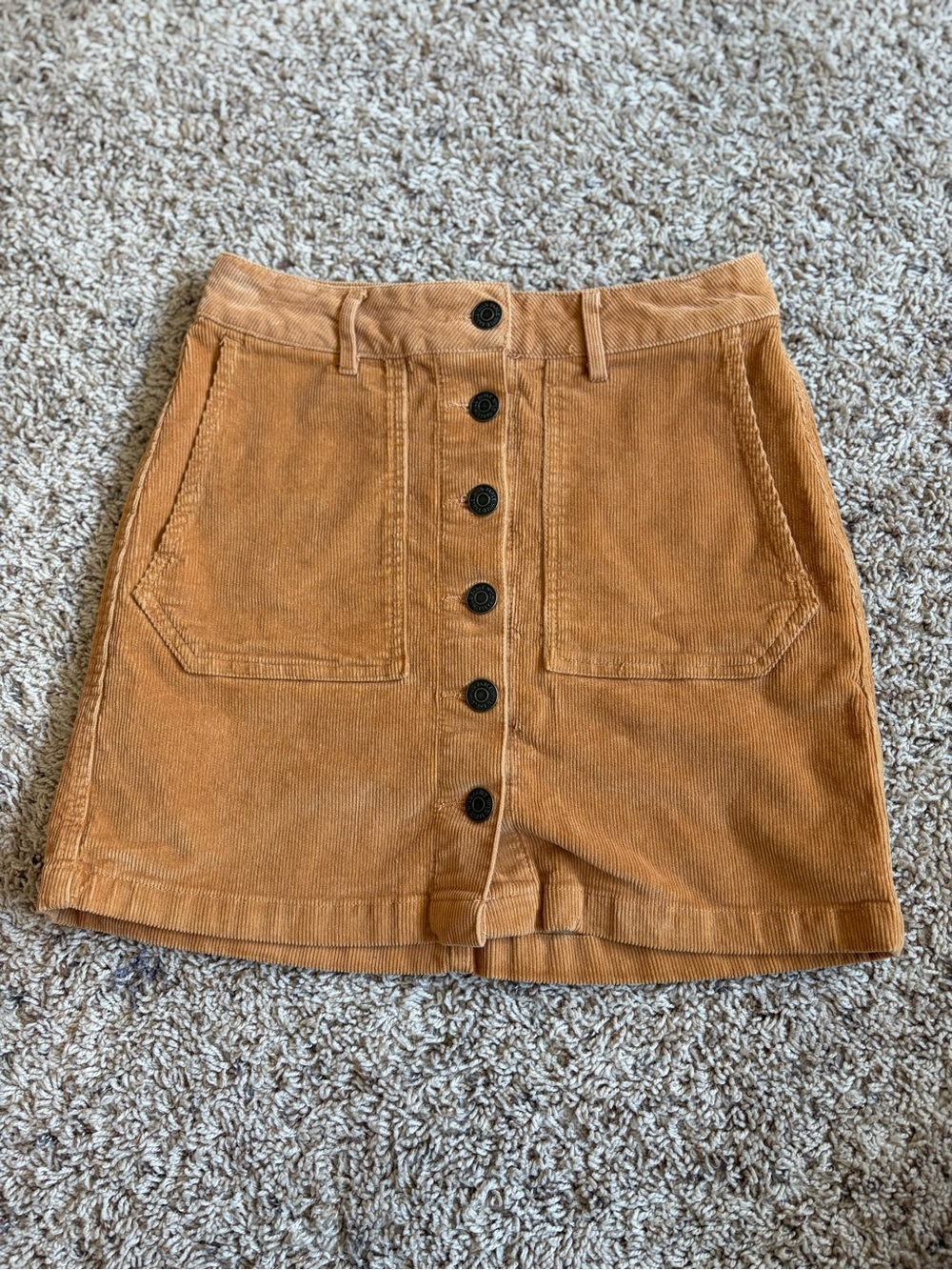wild fable Button-Front Corduroy Mini Skirt - Camel/Tan